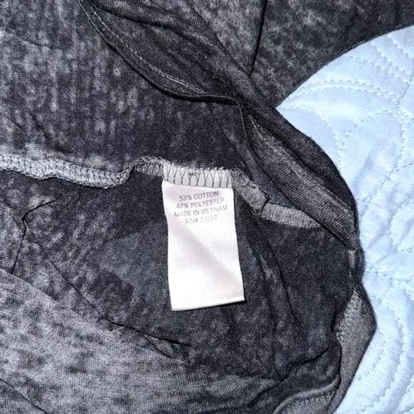 So Womens Relaxed Fit Black/Gray 3/4 Sleeve Top With Tie Hem XXL - Picture 2 of 8